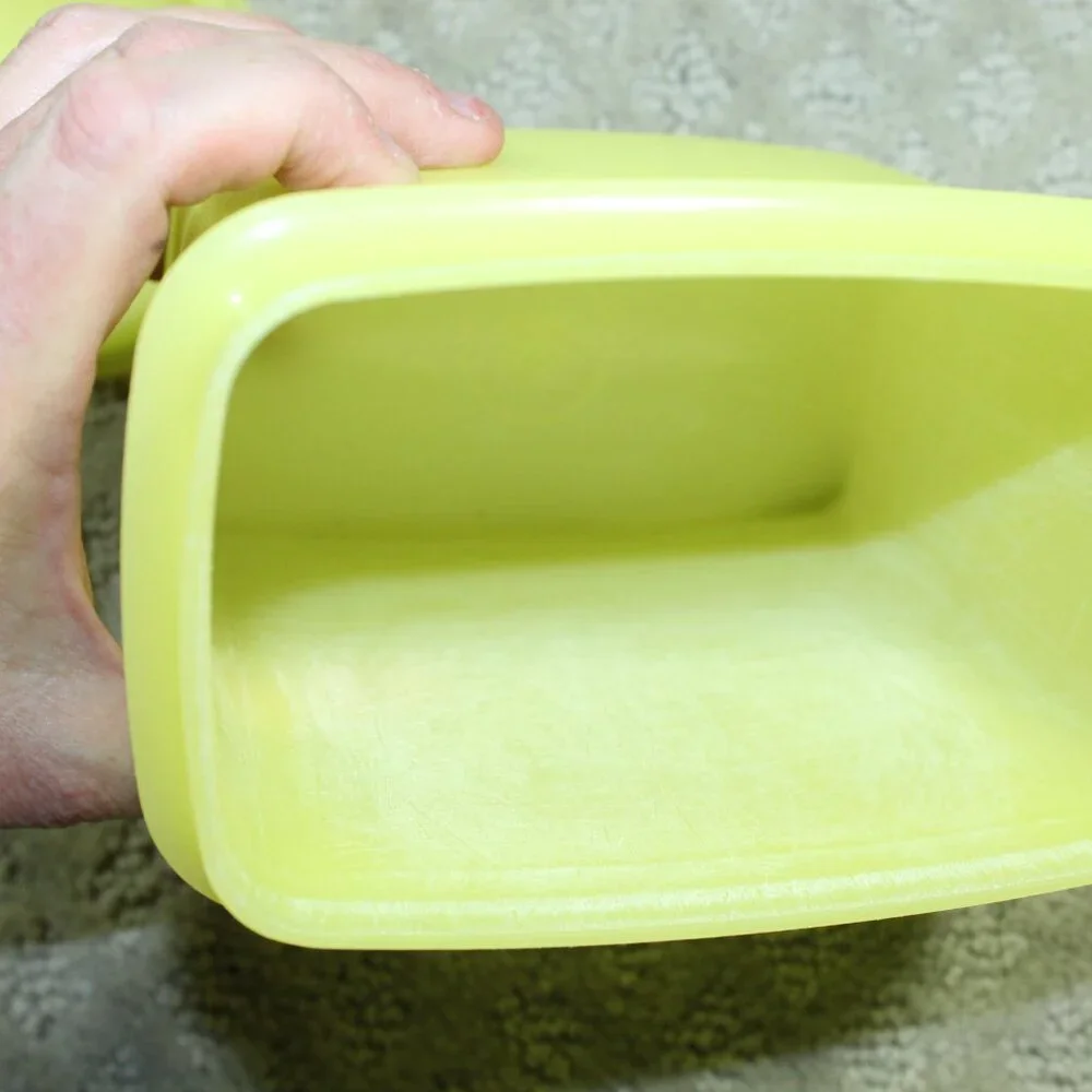 Vintage Tupperware Mid Century Set of 2 (4 piece) Yellow Rectangular Containers
